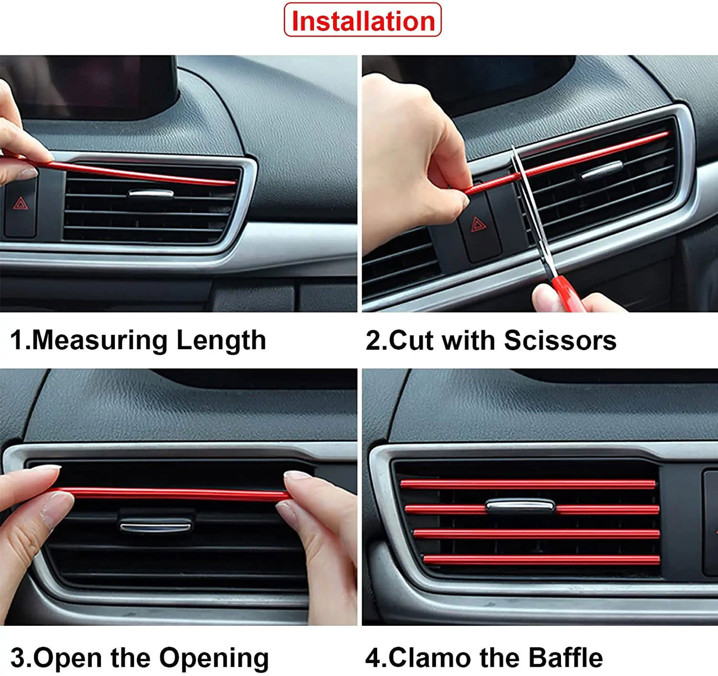 10Pcs 20cm Car Air Conditioner Outlet Decorative U Shape Moulding Trim Decor Strips Car Styling Car Door Edge Corner Protector - Slobuy
