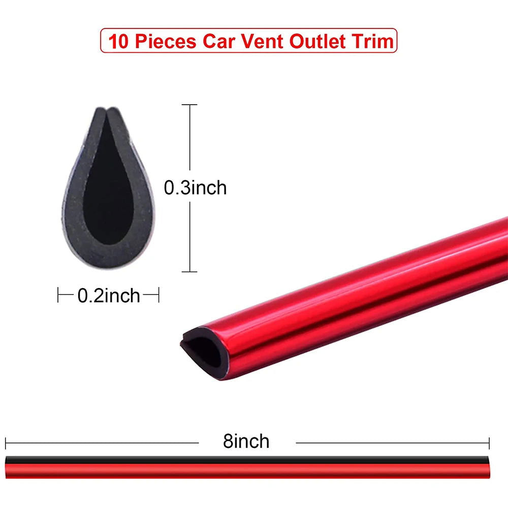 10Pcs 20cm Car Air Conditioner Outlet Decorative U Shape Moulding Trim Decor Strips Car Styling Car Door Edge Corner Protector - Slobuy
