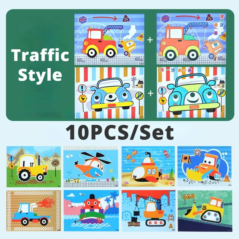 10Pcs 3D EVA Foam Sticker Puzzle Game DIY Cartoon Animal Craft Toys Kids Drawing Toy Learning Education Toys for Children Gifts - Slobuy