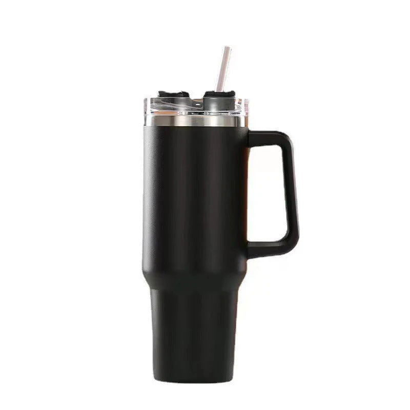 1200ML 304 Stainless Steel Insulated Water Bottle,Thermal Coffee Car Cup, Cold Hot Mugs Vacuum Flask With Handle Straw,For Sport - Slobuy