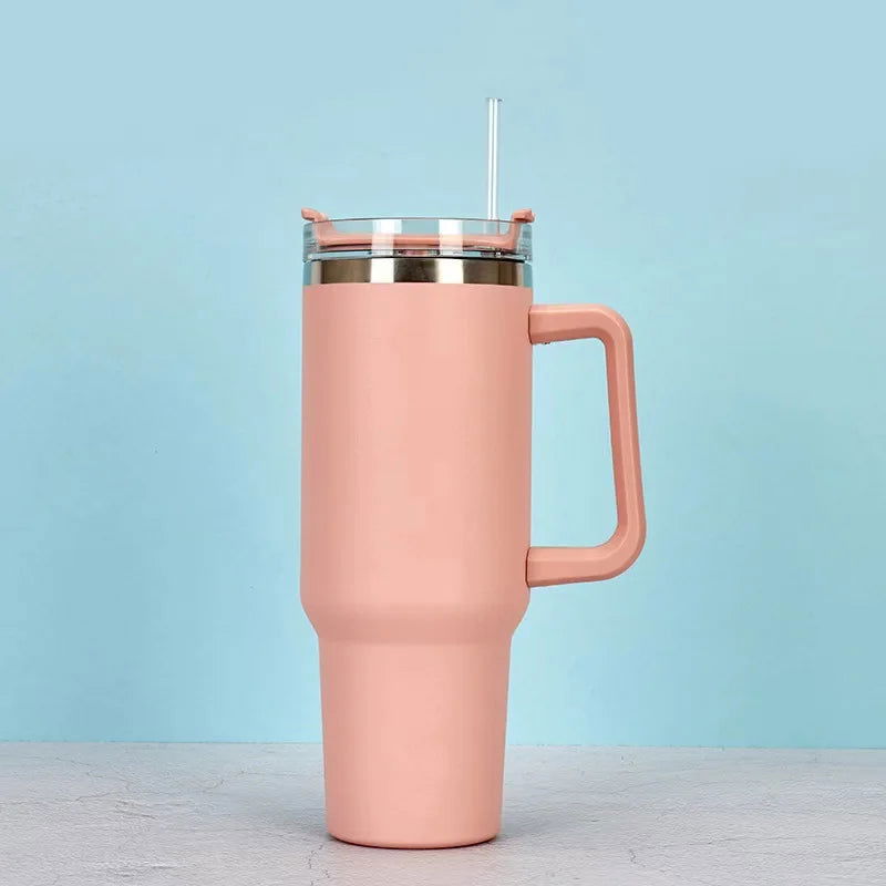1200ML 304 Stainless Steel Insulated Water Bottle,Thermal Coffee Car Cup, Cold Hot Mugs Vacuum Flask With Handle Straw,For Sport - Slobuy
