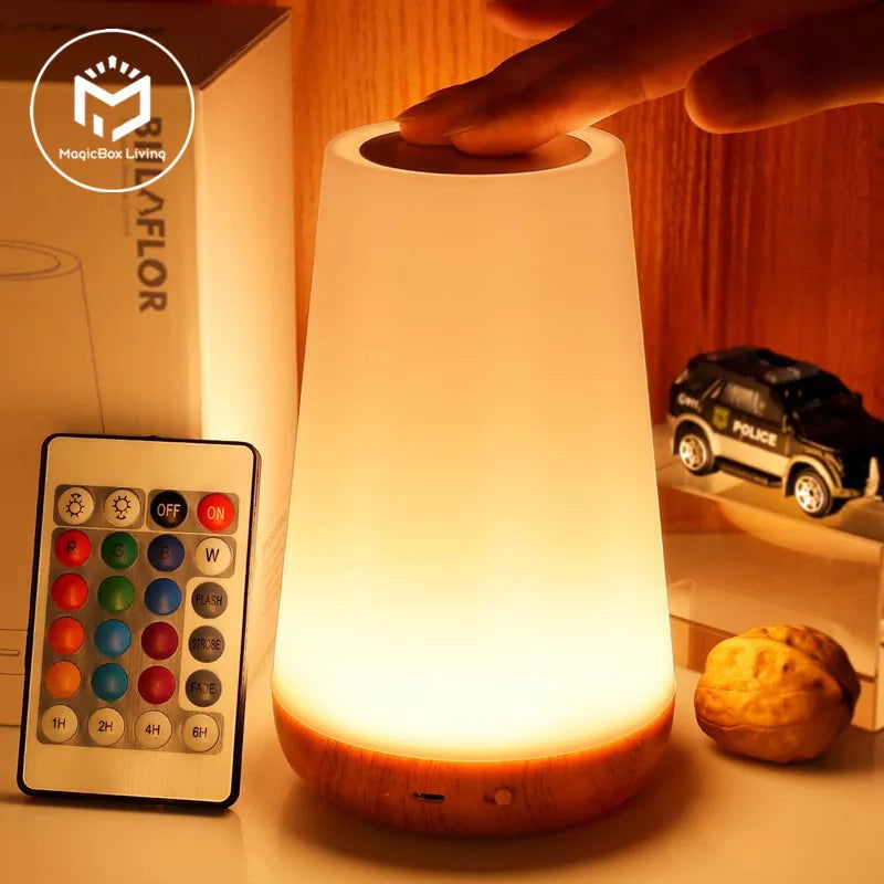 13 Color Changing Night Light RGB Remote Control Touch Dimmable Lamp Portable Table Bedside Lamps USB Rechargeable Night Lamp - Slobuy