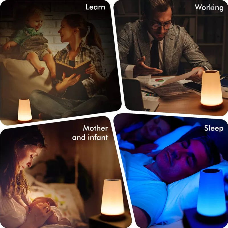 13 Color Changing Night Light RGB Remote Control Touch Dimmable Lamp Portable Table Bedside Lamps USB Rechargeable Night Lamp - Slobuy