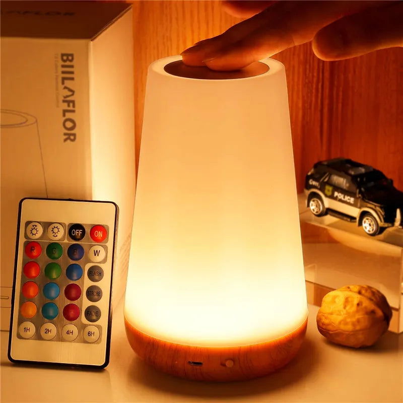 13 Color Changing Night Light RGB Remote Control Touch Dimmable Lamp Portable Table Bedside Lamps USB Rechargeable Night Lamp - Slobuy