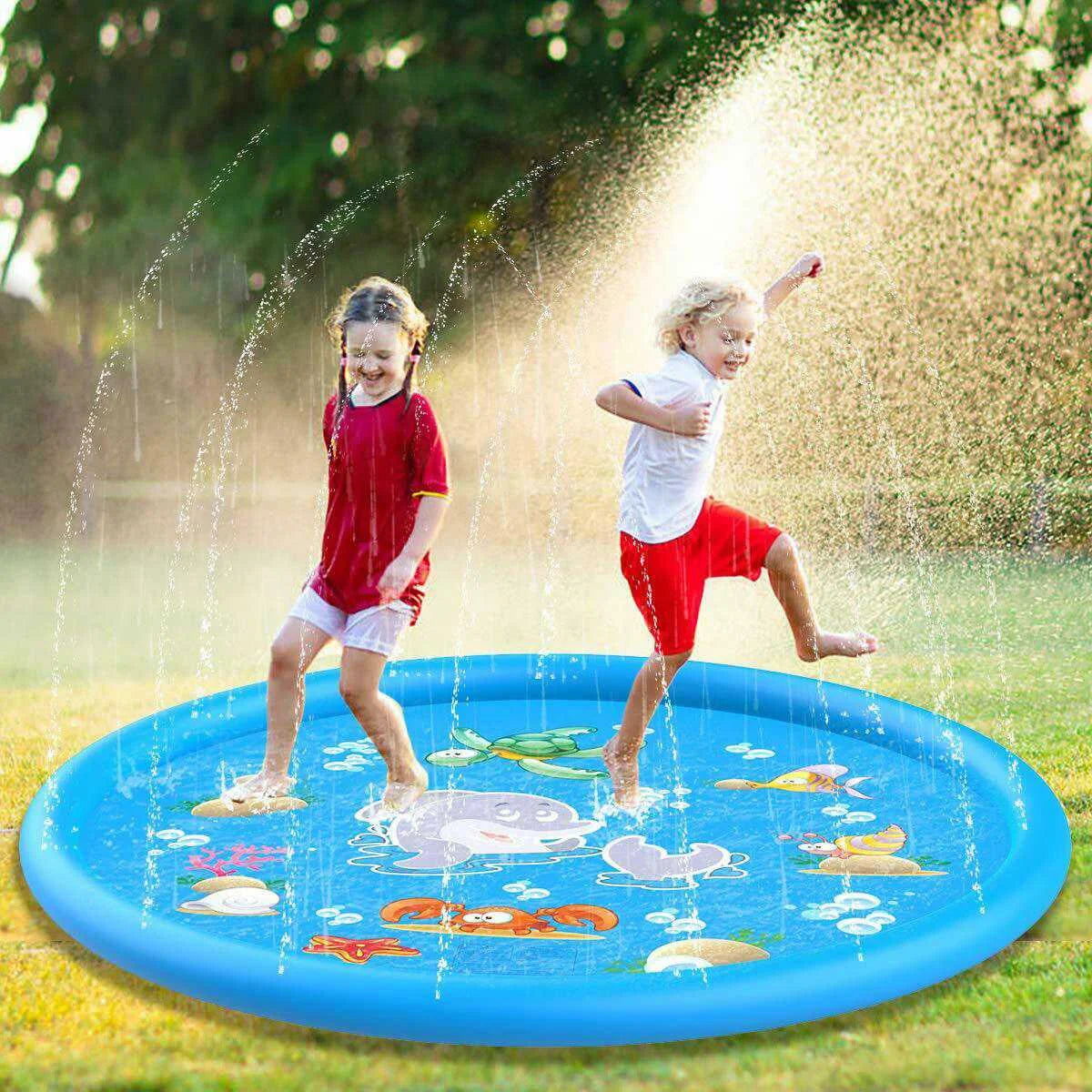 Children Play Spray Mat 100/170cm Beach Inflatable Water Sprinkler Pad Outdoor Game Toy Lawn Swimming Pool Mat Kids Toys - Slobuy