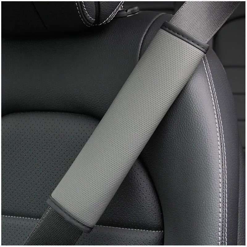 1PCS PU Leather Embossed Car Seat Belt Shoulder Cover Decompression Comfort Car Accessories Safety Belt Protective Cover - Slobuy