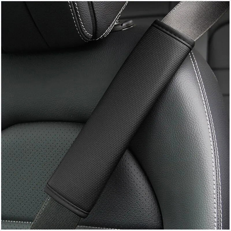 1PCS PU Leather Embossed Car Seat Belt Shoulder Cover Decompression Comfort Car Accessories Safety Belt Protective Cover - Slobuy