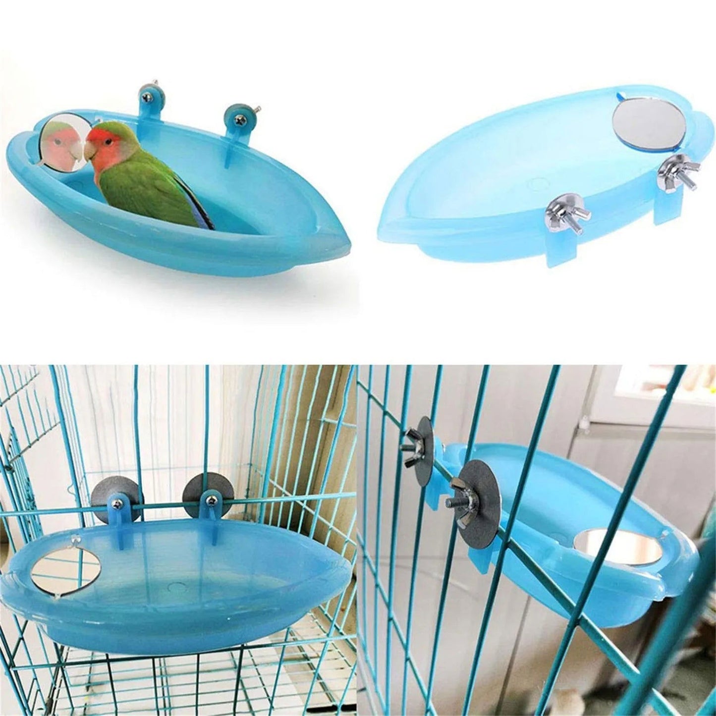 1 Piece of Small Bird Bath Tub with Mirror Pet Parrot Peony Various Small Bird Bath Supplies Bird Birdbath Accessories - Slobuy