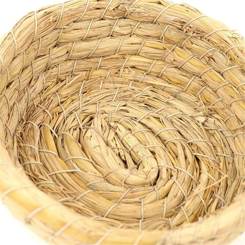 1pc Natural Handmade Straw Bird Nest Pigeon House Parrot Nest Warm Pet Bedroom Courtyard Small Animal Bird Cages - Slobuy