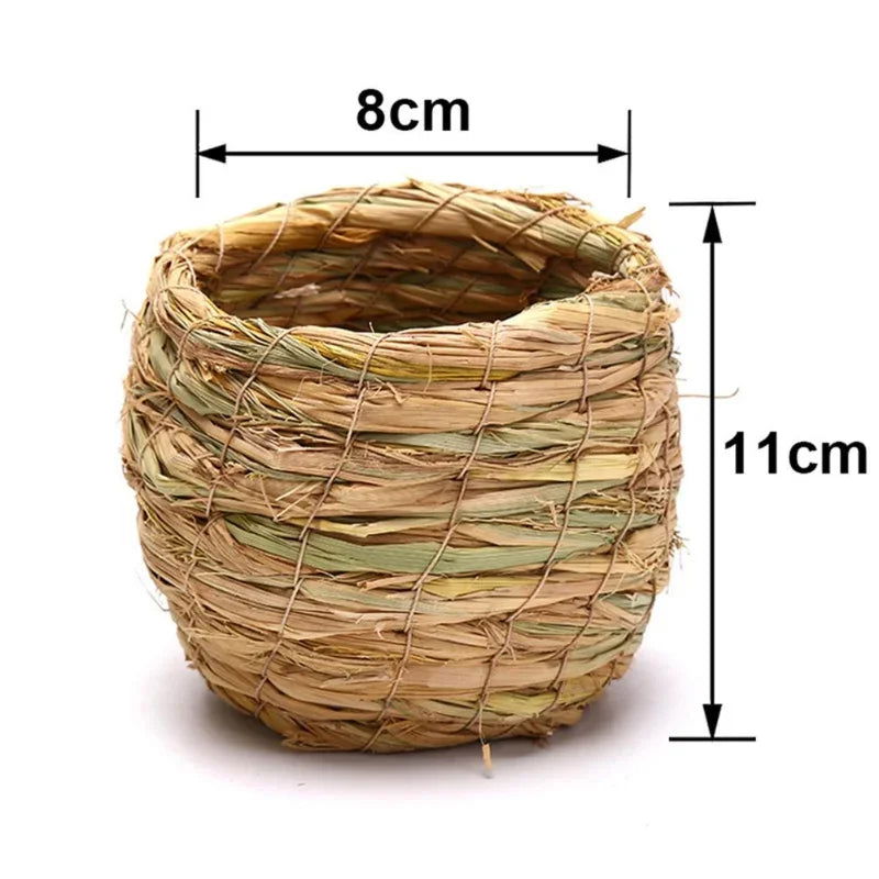 1pc Natural Handmade Straw Bird Nest Pigeon House Parrot Nest Warm Pet Bedroom Courtyard Small Animal Bird Cages - Slobuy