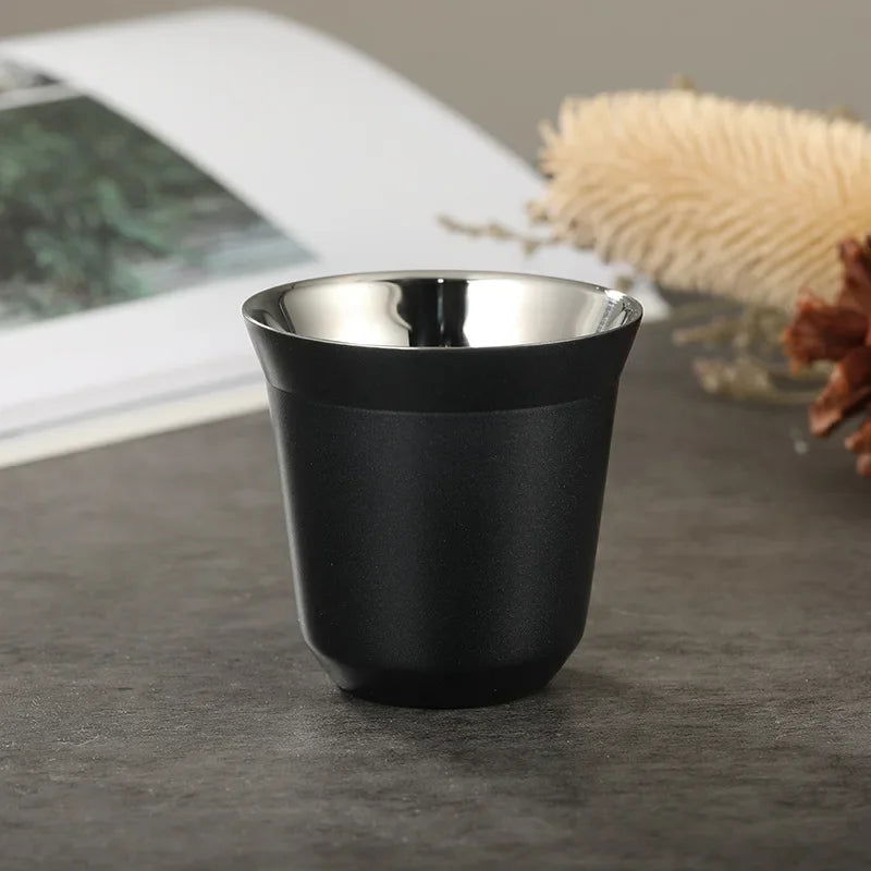 1pcs 80ml Mini Coffee Cups High Quality Stainless Steel Double Wall Heat-insulating Coffee Cups Portable Small Drink Cups - Slobuy