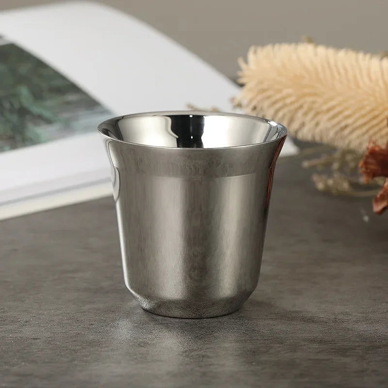 1pcs 80ml Mini Coffee Cups High Quality Stainless Steel Double Wall Heat-insulating Coffee Cups Portable Small Drink Cups - Slobuy