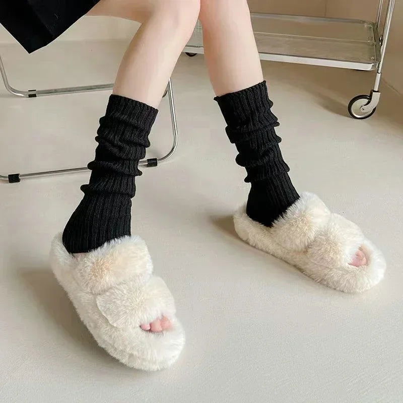 2023 Lolita Leg Warmers Women's Long Socks Wool Knitted Foot Cover Arm Warmer Y2K Autumn Winter Crochet Heap Socks Boot Cuffs - Slobuy