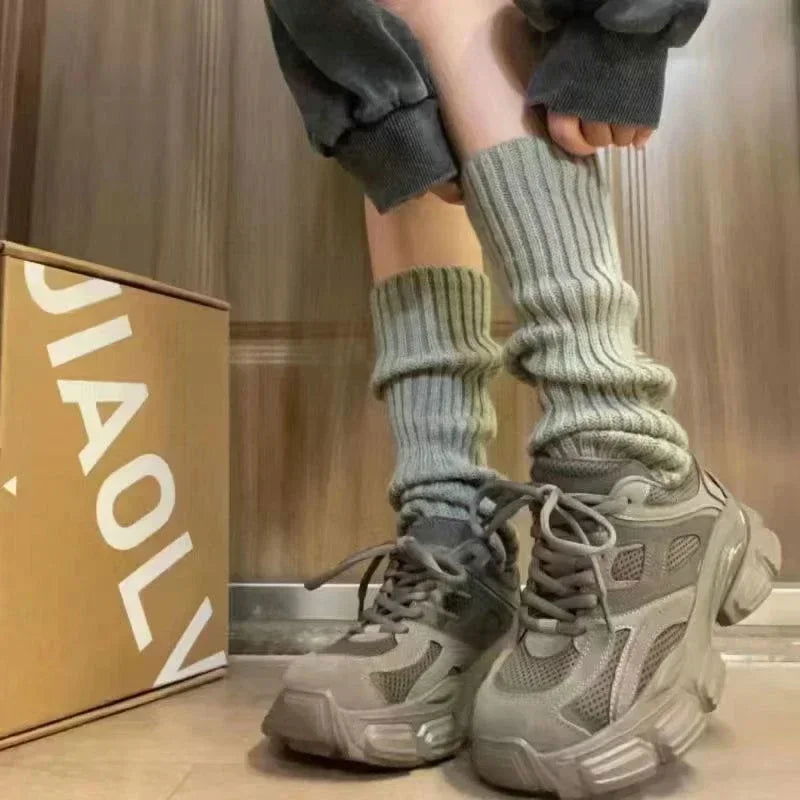 2023 Lolita Leg Warmers Women's Long Socks Wool Knitted Foot Cover Arm Warmer Y2K Autumn Winter Crochet Heap Socks Boot Cuffs - Slobuy