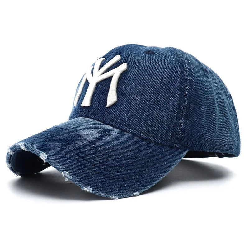 2023 New Luxury Brand MY Embroidered Washed Denim Baseball Cap for Men High Quality Black Vintage Y2k Dad Hats Gorras Hombre - Slobuy
