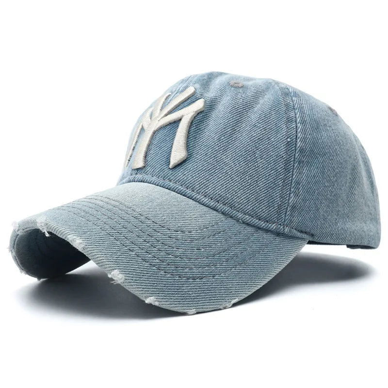 2023 New Luxury Brand MY Embroidered Washed Denim Baseball Cap for Men High Quality Black Vintage Y2k Dad Hats Gorras Hombre - Slobuy