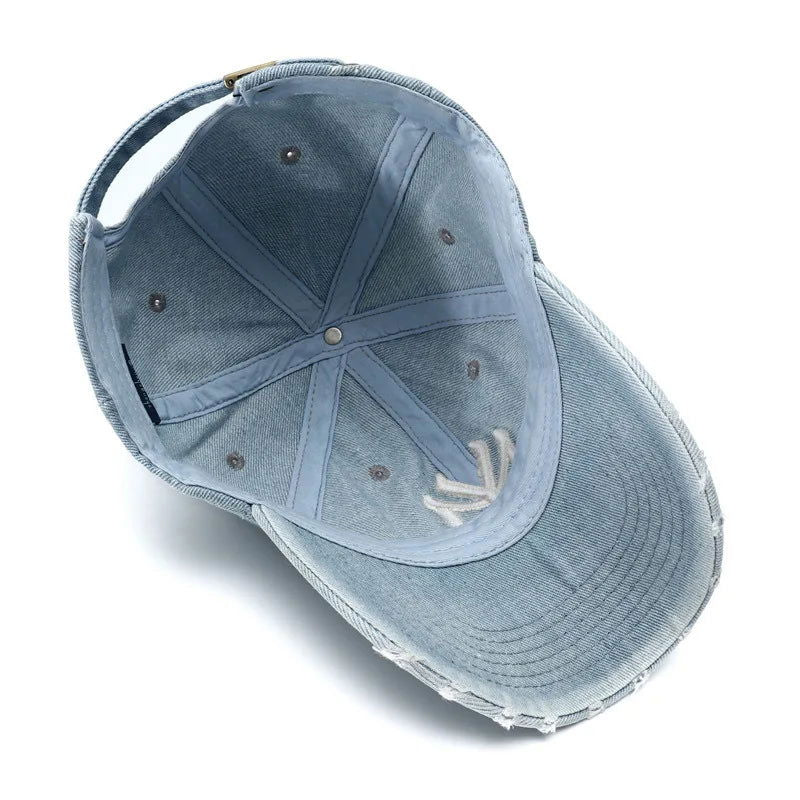 2023 New Luxury Brand MY Embroidered Washed Denim Baseball Cap for Men High Quality Black Vintage Y2k Dad Hats Gorras Hombre - Slobuy