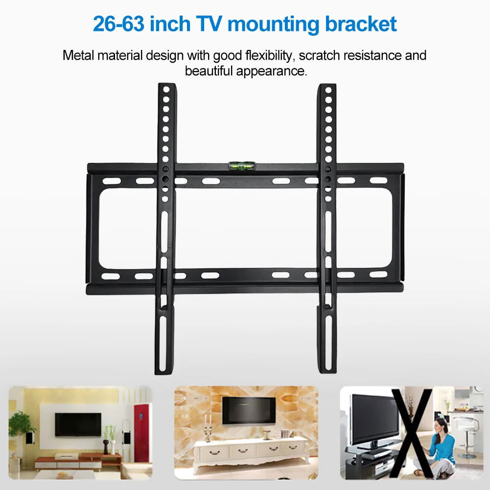 26-63inch TV Support Mount Adjustable Television Mounting Holder with Level Low Profile Flat TV Wall Mount for LCD LED Monitor - Slobuy