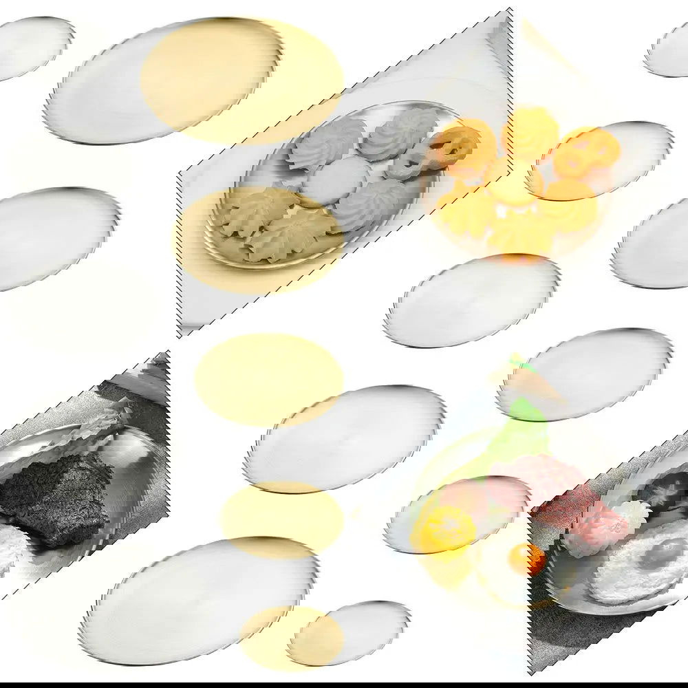 14/17/20/23/26CM Stainless Steel Bone Spitting Dish Gold Silver Shallow Tray Metal Dining Disc Round Plate Dessert Tableware - Slobuy