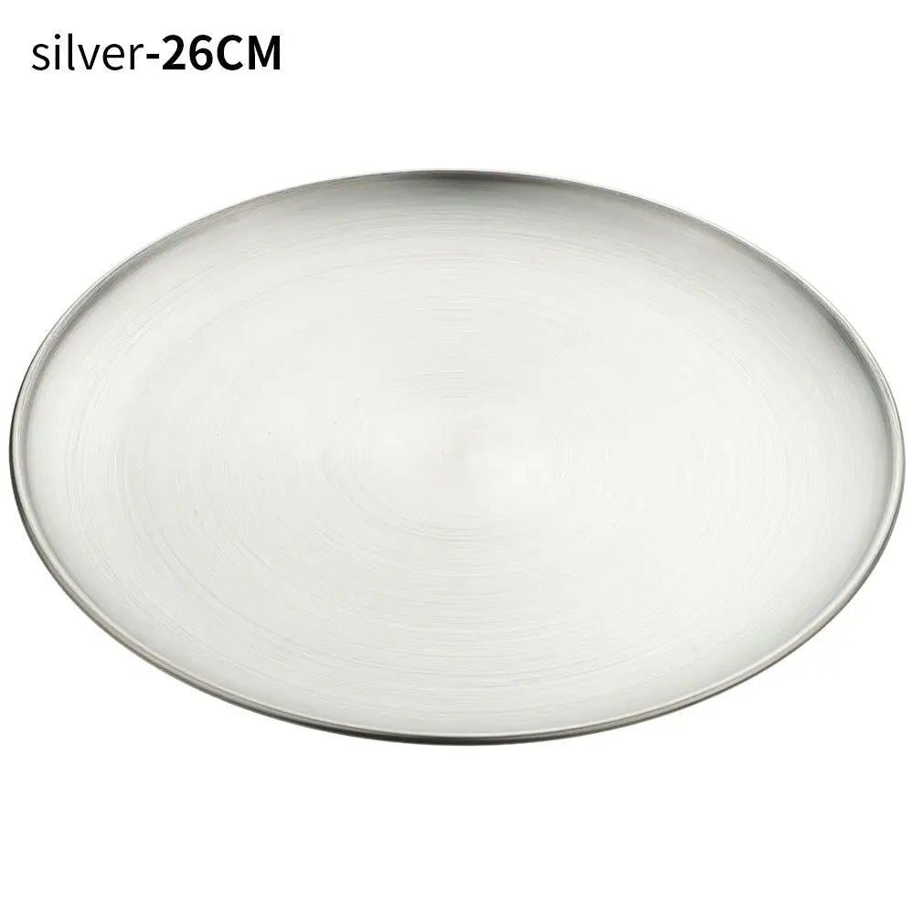 14/17/20/23/26CM Stainless Steel Bone Spitting Dish Gold Silver Shallow Tray Metal Dining Disc Round Plate Dessert Tableware - Slobuy