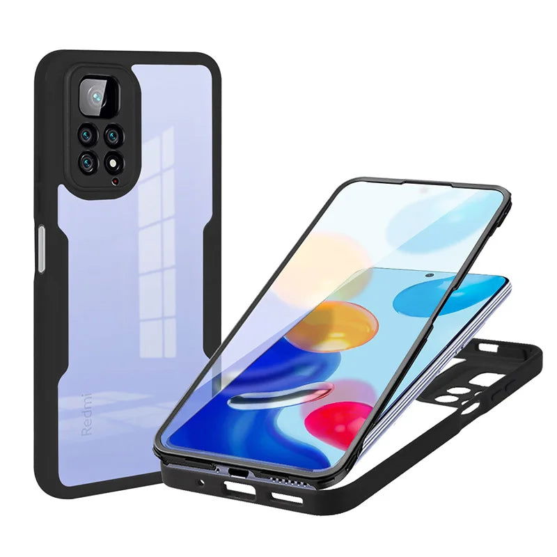 360 Full Body Screen Protector Transparent Case For Redmi Note 12 11 10 9 Pro 12s 11s 10s 9s 10A 10C 12C Shockproof Phone Cover - Slobuy