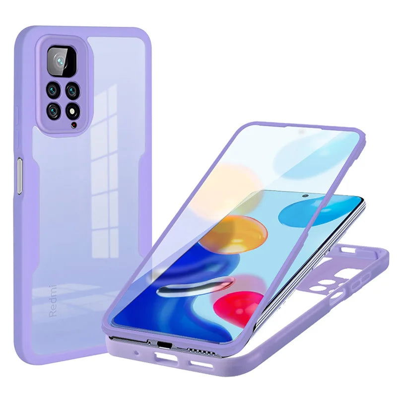 360 Full Body Screen Protector Transparent Case For Redmi Note 12 11 10 9 Pro 12s 11s 10s 9s 10A 10C 12C Shockproof Phone Cover - Slobuy