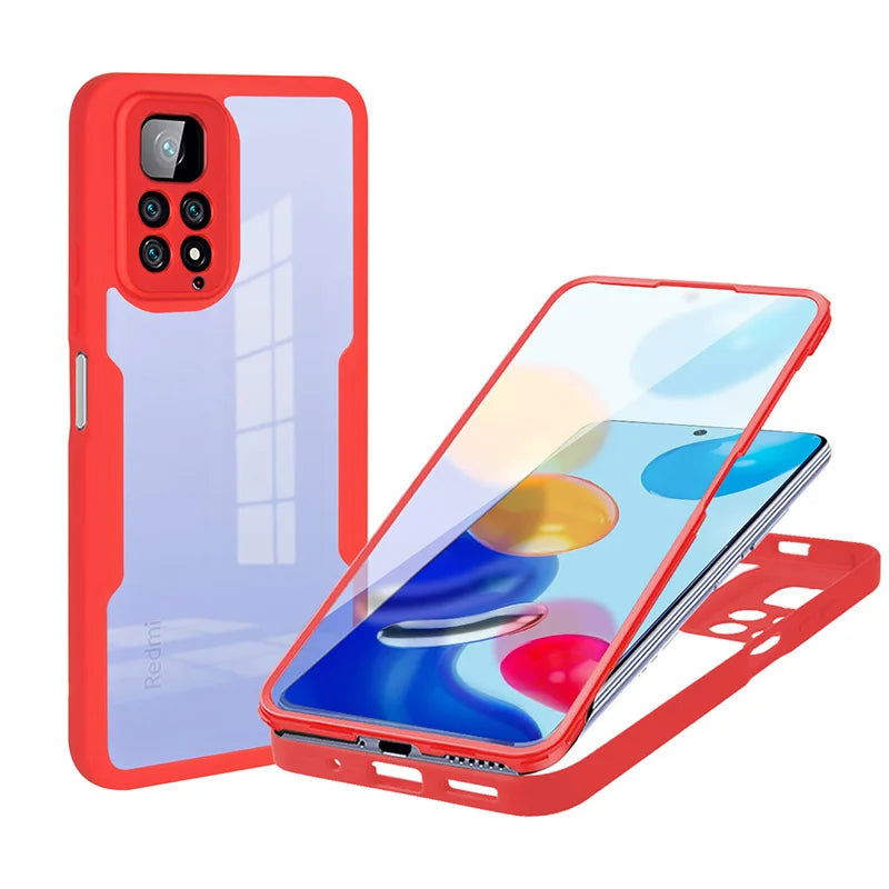 360 Full Body Screen Protector Transparent Case For Redmi Note 12 11 10 9 Pro 12s 11s 10s 9s 10A 10C 12C Shockproof Phone Cover - Slobuy