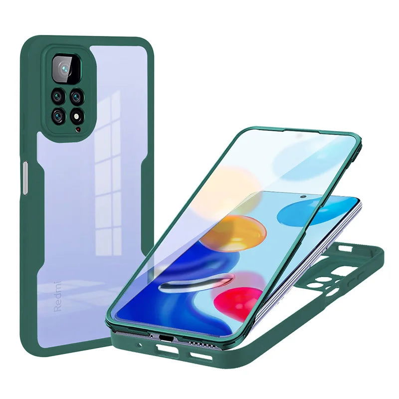 360 Full Body Screen Protector Transparent Case For Redmi Note 12 11 10 9 Pro 12s 11s 10s 9s 10A 10C 12C Shockproof Phone Cover - Slobuy