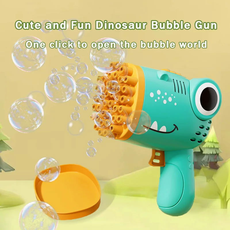 40 Hole Dinosaur Bubble Handheld Bubble Machine, Electric Bubble Gun, Outdoor Wedding Party Toy(without Bubble Water) - Slobuy
