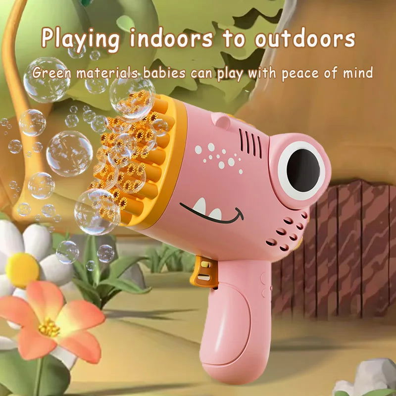 40 Hole Dinosaur Bubble Handheld Bubble Machine, Electric Bubble Gun, Outdoor Wedding Party Toy(without Bubble Water) - Slobuy