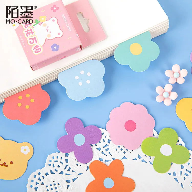 46 Pcs Diy Cute Kawaii Papers Little Bear Face Flower Stickers For Diary Decoration Scrapbooking School Office Stationary - Slobuy