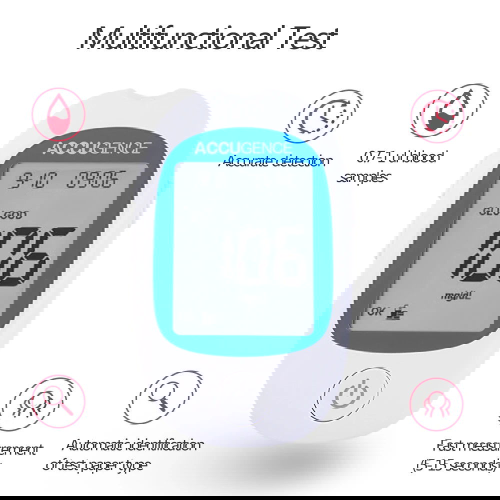 4in1 MultiFunction Meter Blood Ketone Uric Acid Blood Glucose Monitor Keto Diet KitDiabetes Gout Device with Test Strips&Lancets - Slobuy