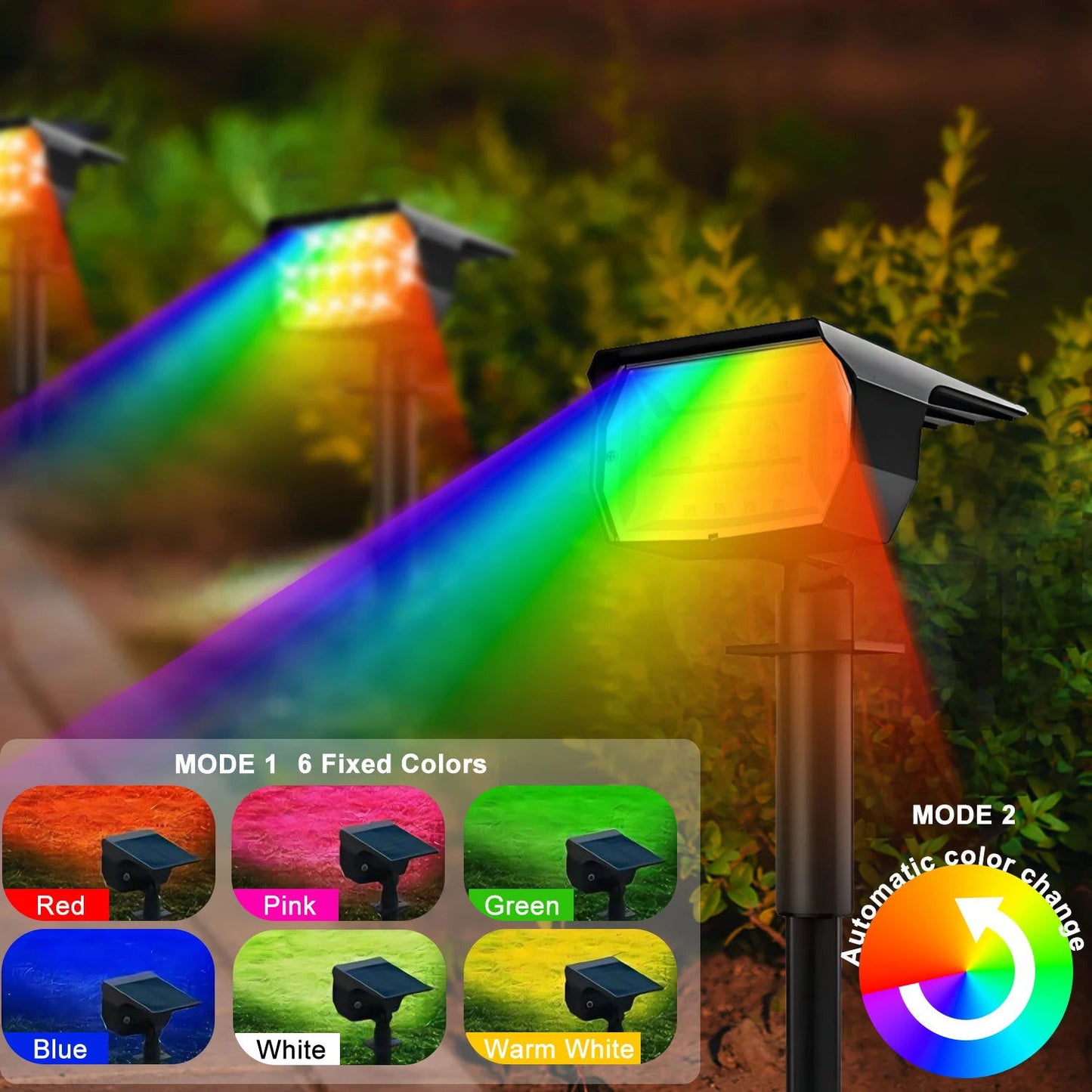 72/68 LED Solar Landscape Lights Outdoor IP65 Waterproof Solar Light with 3 Modes Solar Garden Spotlight for Yard Lawn Walkway - Slobuy