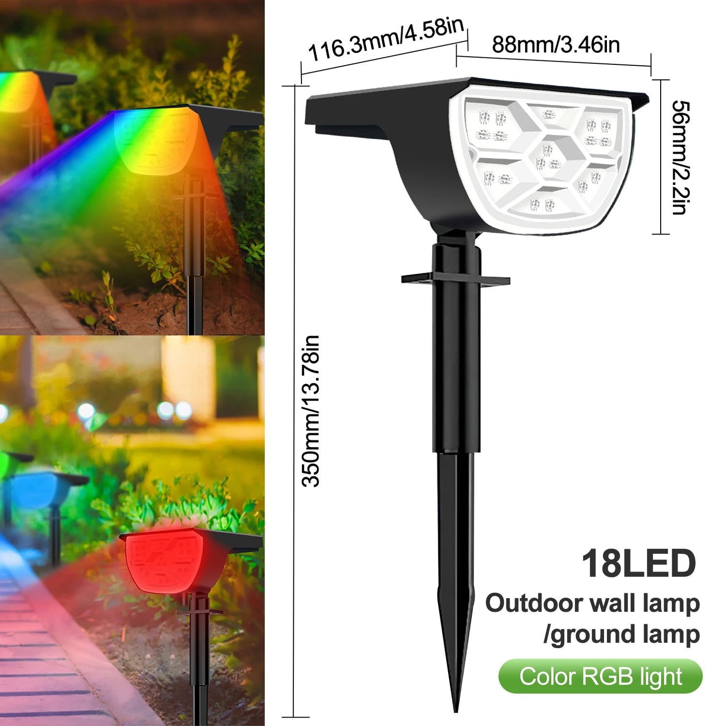 72/68 LED Solar Landscape Lights Outdoor IP65 Waterproof Solar Light with 3 Modes Solar Garden Spotlight for Yard Lawn Walkway - Slobuy