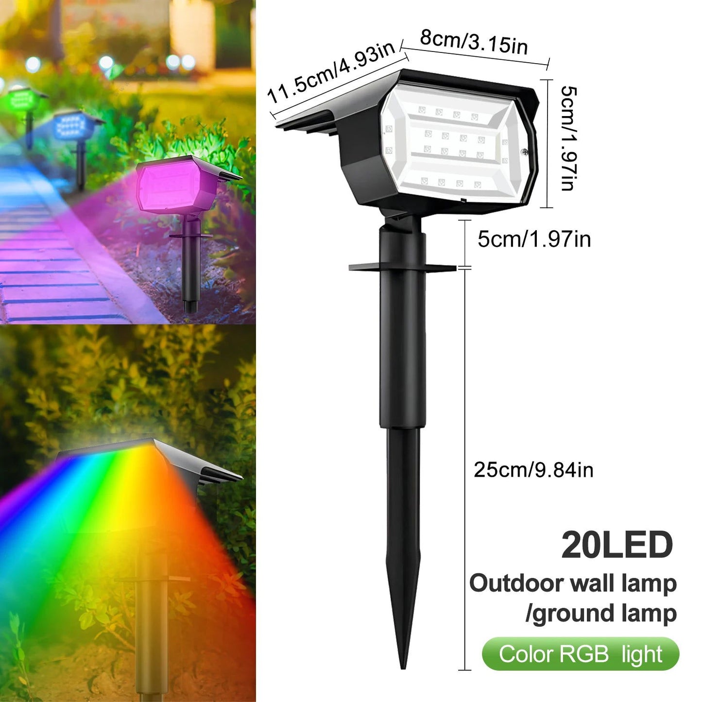 72/68 LED Solar Landscape Lights Outdoor IP65 Waterproof Solar Light with 3 Modes Solar Garden Spotlight for Yard Lawn Walkway - Slobuy