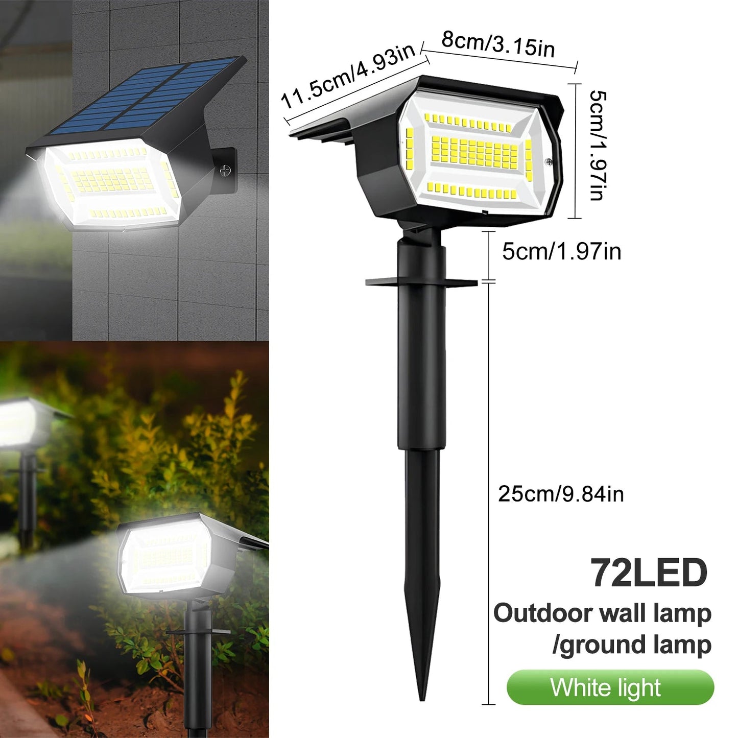 72/68 LED Solar Landscape Lights Outdoor IP65 Waterproof Solar Light with 3 Modes Solar Garden Spotlight for Yard Lawn Walkway - Slobuy