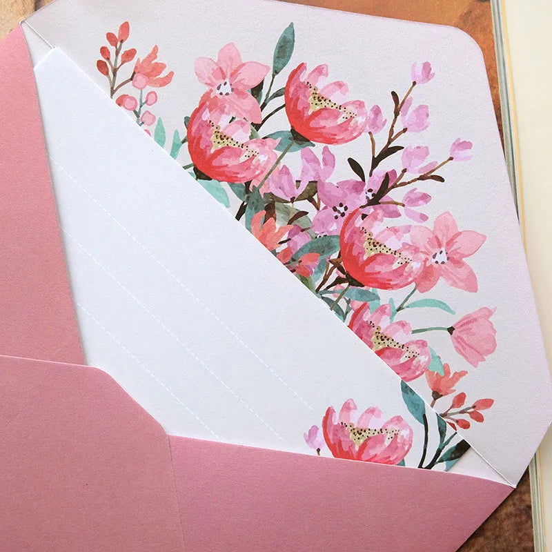 6pcs Letter Paper Set Flower Envelope Kawaii Stationery Wedding Greeting Card Envelope Invitation Envelope Set Party Supplies - Slobuy