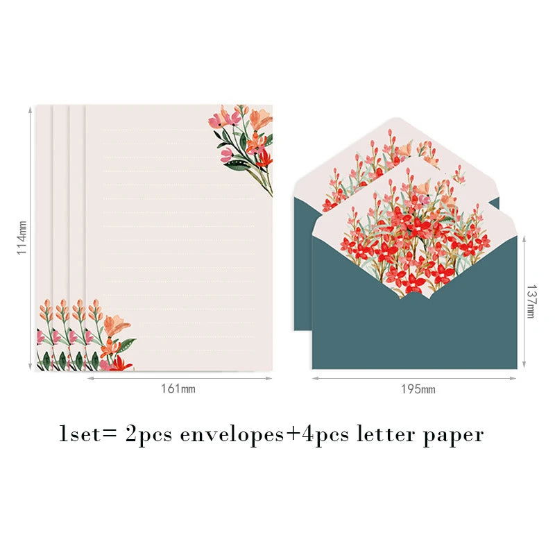 6pcs Letter Paper Set Flower Envelope Kawaii Stationery Wedding Greeting Card Envelope Invitation Envelope Set Party Supplies - Slobuy