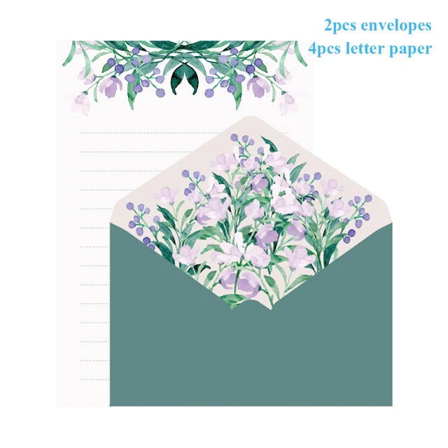 6pcs Letter Paper Set Flower Envelope Kawaii Stationery Wedding Greeting Card Envelope Invitation Envelope Set Party Supplies - Slobuy