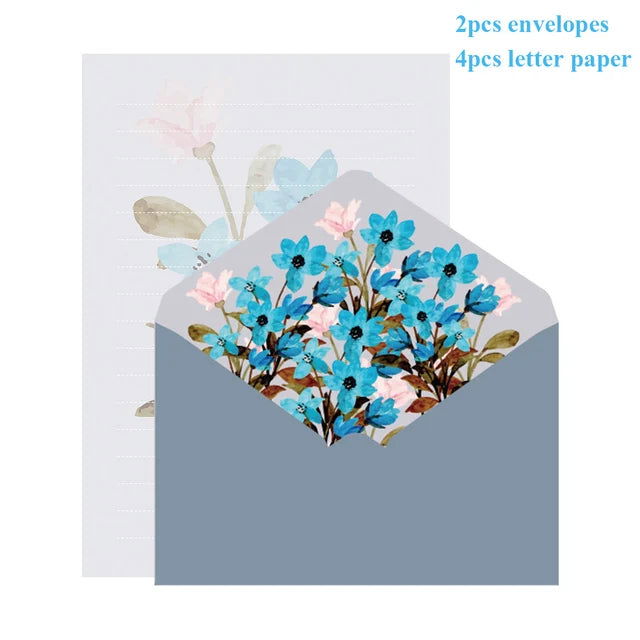 6pcs Letter Paper Set Flower Envelope Kawaii Stationery Wedding Greeting Card Envelope Invitation Envelope Set Party Supplies - Slobuy