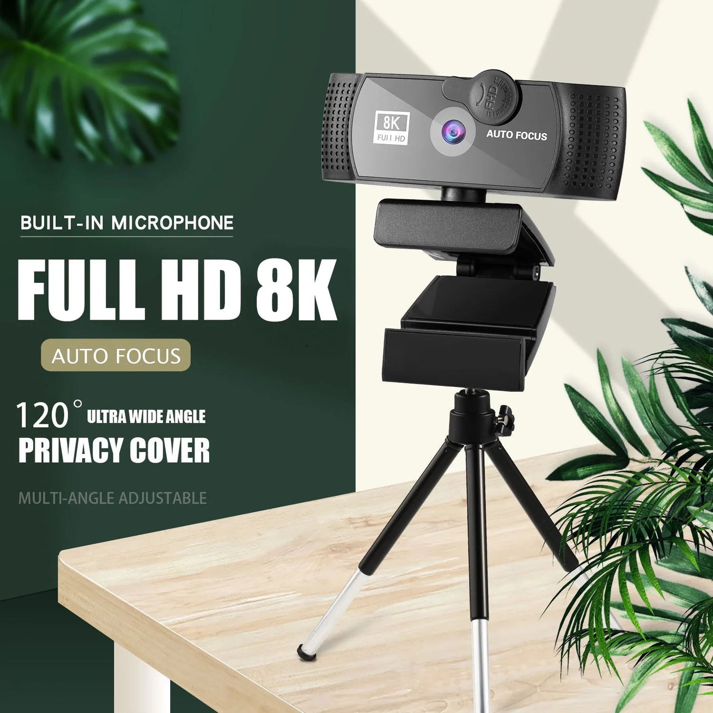 8K Webcam 4K 1080P Full HD Web Camera Auto Focus With Microphone USB Plug Web Cam For PC Computer Laptop Video Mini Camera - Slobuy