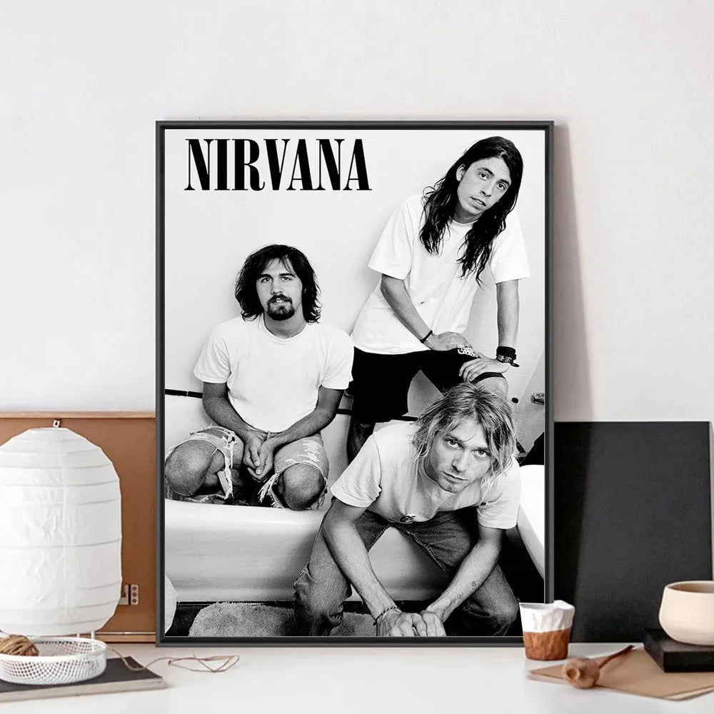 A-N-Nirvana-Rock Band Poster No Framed Poster Kraft Club Bar Paper Vintage Poster Wall Art Painting Bedroom Study Stickers - Slobuy