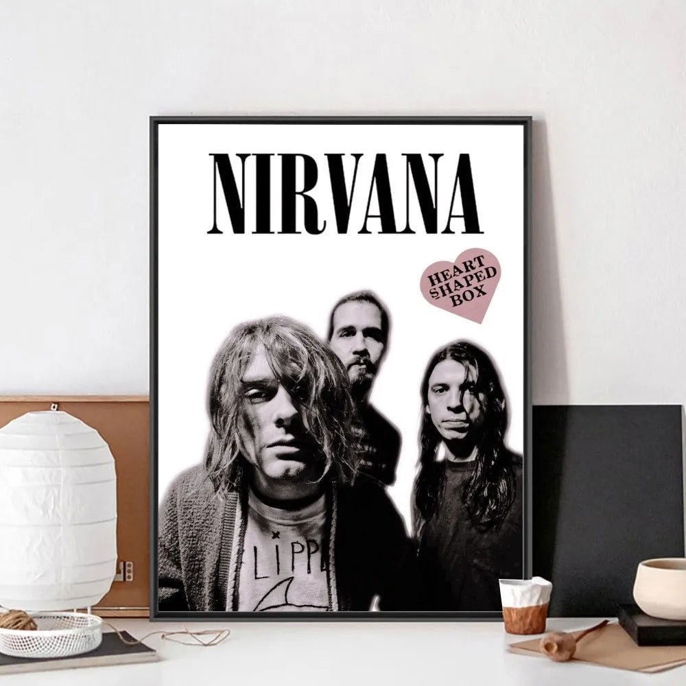 A-N-Nirvana-Rock Band Poster No Framed Poster Kraft Club Bar Paper Vintage Poster Wall Art Painting Bedroom Study Stickers - Slobuy