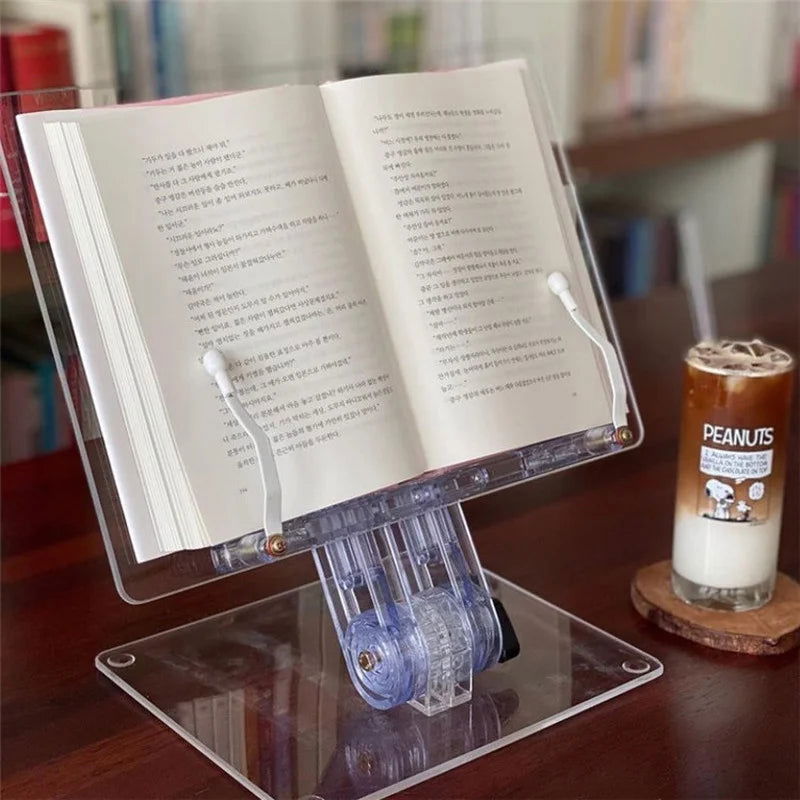 Adjustable Transparent Acrylic Tablet Stand Reading Book Holder 180 Degree Flat Bracket Support For MacBook iPad Desktop Holder - Slobuy