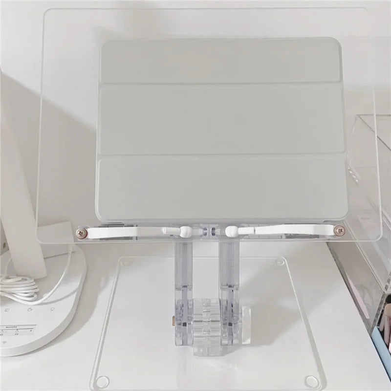 Adjustable Transparent Acrylic Tablet Stand Reading Book Holder 180 Degree Flat Bracket Support For MacBook iPad Desktop Holder - Slobuy