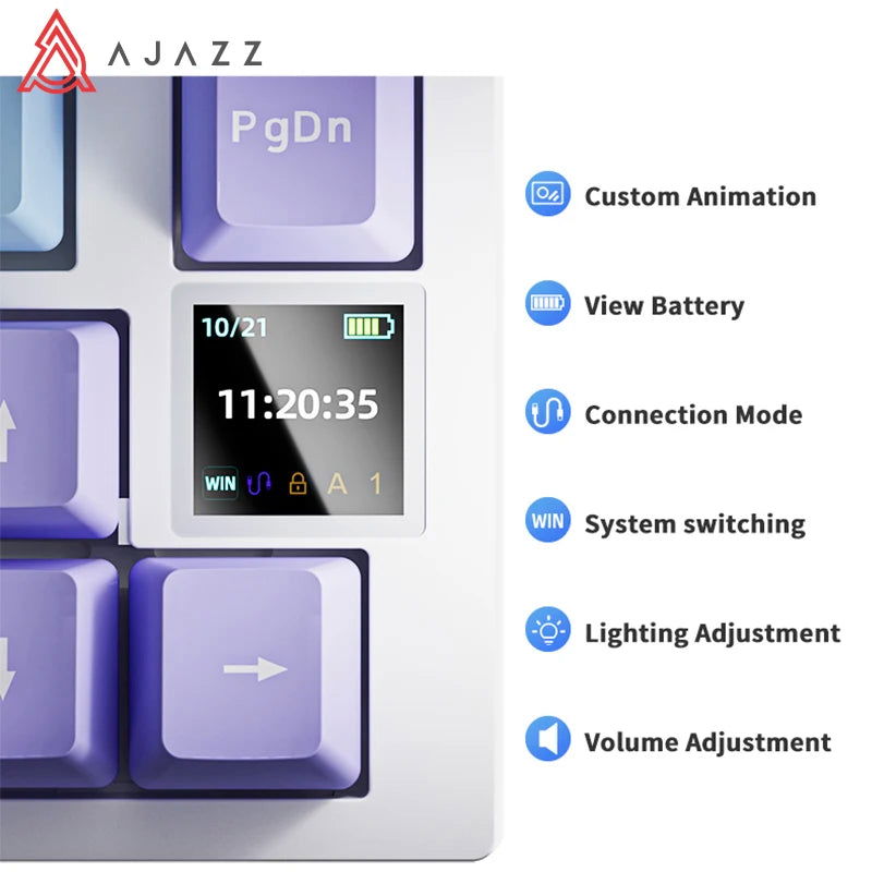Ajazz Ak820 RGB Tri-Mode Gaming Mechanical Keyboard 82 Key Bluetooth 2.4GHz Wireless Gamer Keyboard Custom Gasket for Pc Laptop - Slobuy