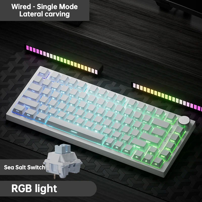 Ajazz Ak820 RGB Tri-Mode Gaming Mechanical Keyboard 82 Key Bluetooth 2.4GHz Wireless Gamer Keyboard Custom Gasket for Pc Laptop - Slobuy