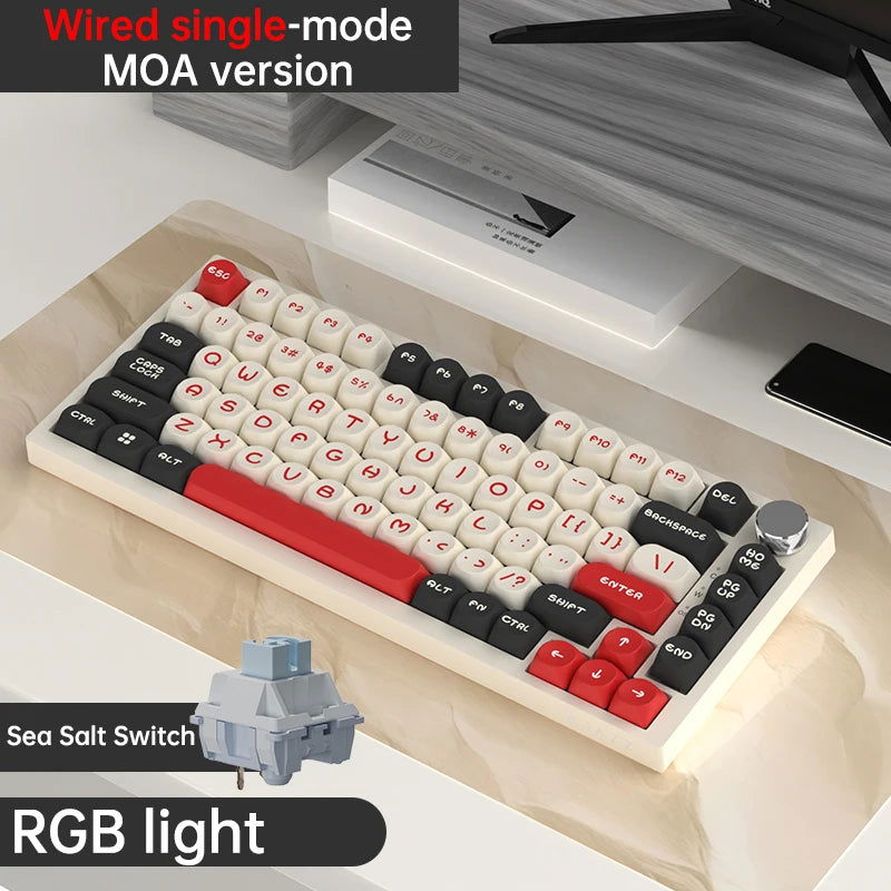 Ajazz Ak820 RGB Tri-Mode Gaming Mechanical Keyboard 82 Key Bluetooth 2.4GHz Wireless Gamer Keyboard Custom Gasket for Pc Laptop - Slobuy