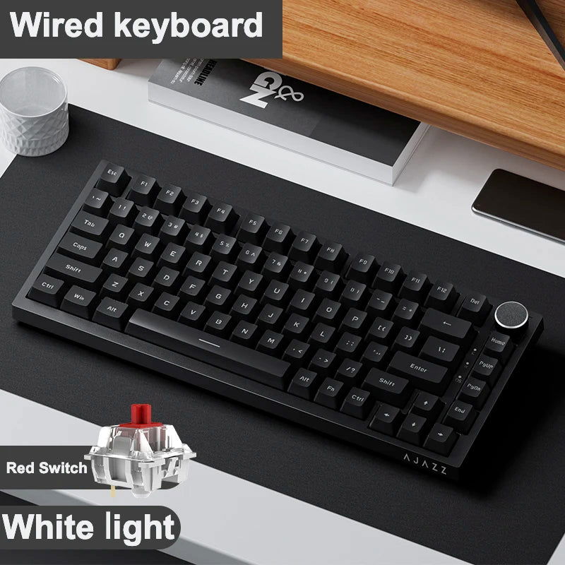 Ajazz Ak820 RGB Tri-Mode Gaming Mechanical Keyboard 82 Key Bluetooth 2.4GHz Wireless Gamer Keyboard Custom Gasket for Pc Laptop - Slobuy