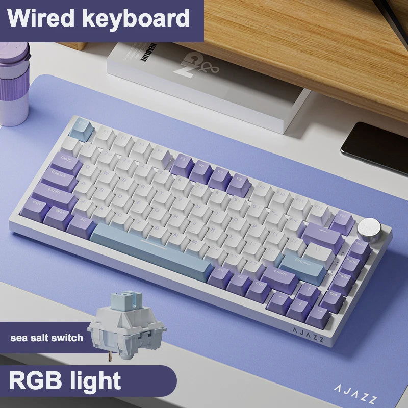 Ajazz Ak820 RGB Tri-Mode Gaming Mechanical Keyboard 82 Key Bluetooth 2.4GHz Wireless Gamer Keyboard Custom Gasket for Pc Laptop - Slobuy